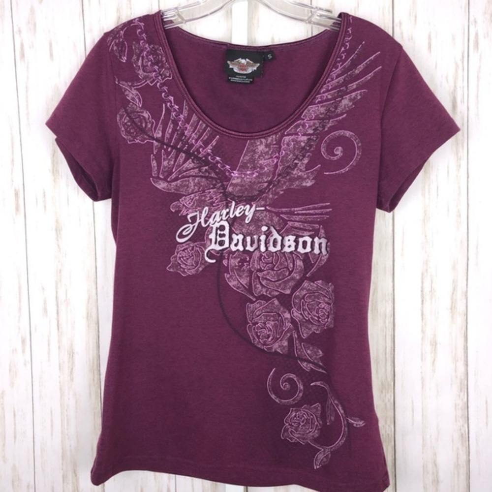 Harley-Davidson Motorcycles Purple Eagle Shirt S